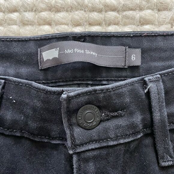 Levi’s Black Denim Mid Rise Skinny Jeans W28 L32 - Picture 4 of 11